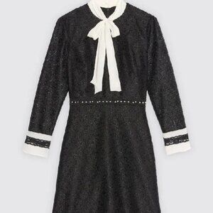 Sandro Black and Cream Lace Dress